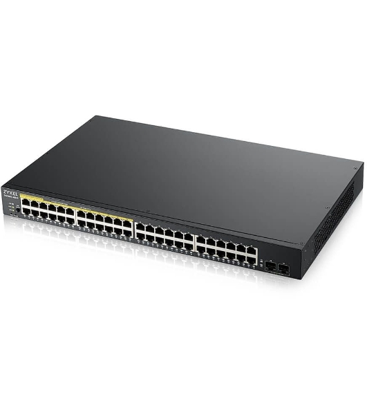 Kоммутатор Zyxel GS1900-48HPv2 Smart L2 PoE + switch, rack 19 ', 48xGE (24xPoE +), 2xSFP, PoE budget 170 W