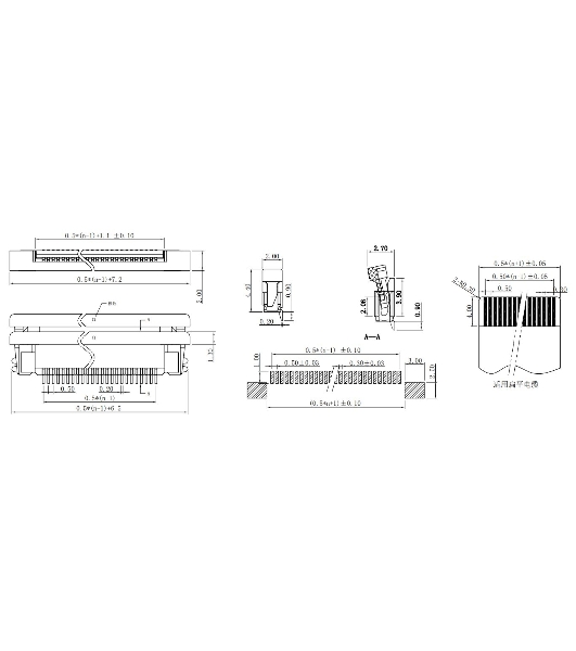 Разъем FPC Half Coverage Bottom Contact 1.0K-BX-36PWB 36 pin высота 2мм шаг 1мм