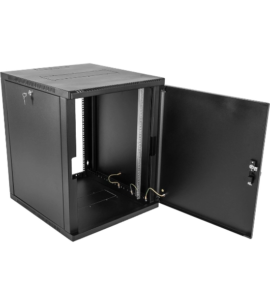 Шкаф коммутационный ЦМО (ШРН-6.350.1-9005) настенный 6U 600x350 мм пер. дв. металл 200 кг черный 300 мм 180 град.