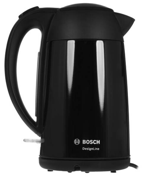 Электрочайник Bosch TWK3P423 черный, 1.7 л, 2400 Вт, скрытый нагревательный элемент