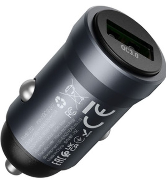 Автомобильное зарядное устройство Hoco, 18Вт, USB, Z62, металлический серый, коробка