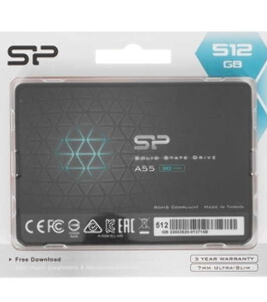 Накопитель SSD Silicon Power Ace A55, 512Gb, SATA III, 2.5', R/W 560/530