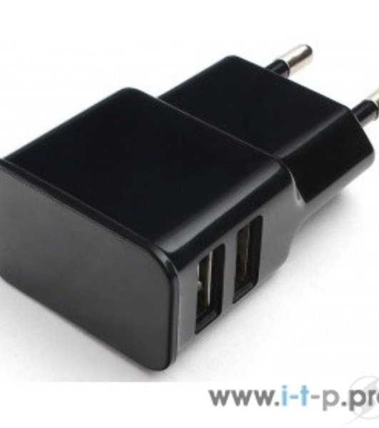 Сетевое зарядное устройство Cablexpert MP3A-PC-12 100/220V - 5V USB 2 порта, 2.1A, черный