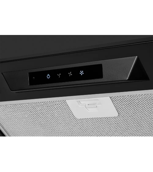 Вытяжка встраиваемая Kuppersberg INLINEA 52 Black, ширина 52 см, отвод/рециркуляция, 850 м3/час, электронное сенсорное управление, таймер, пульт ДУ, 3 скорости, светодиодное освещение 2х3,5 Вт, металлический жироулавливающий фильтр, угольный фильтр С6С (опция), 42 дБ, черный