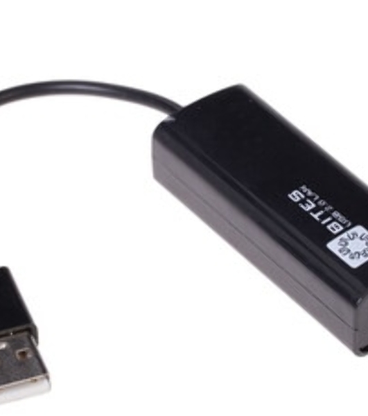 Адаптер USB Ethernet Кабель-адаптер USB2.0 -> RJ45 10/100 Мбит/с, 10см. 5bites UA2-45-02BK