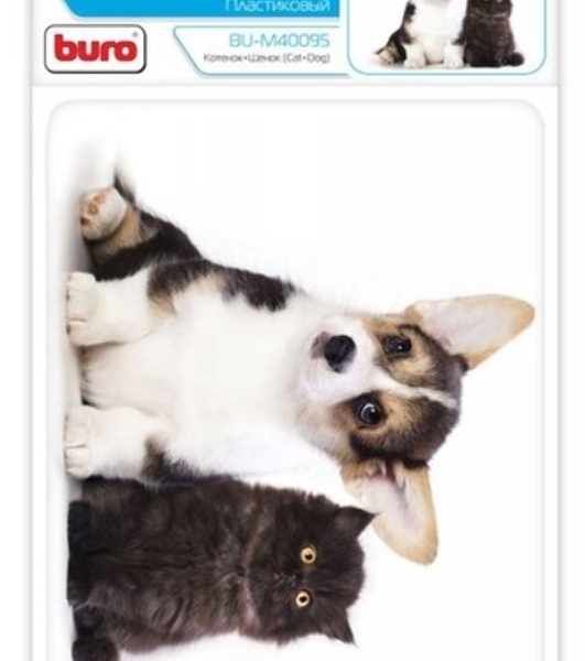 Коврик для мыши Buro BU-M40095 рисунок/котенок и щенок