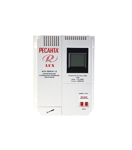 Стабилизаторы напряжения Ресанта АСН-5 000 Н/1-Ц 63/6/16 Стабилизатор Lux 220В±8%, Габариты 260х155х310, Вес 8кг