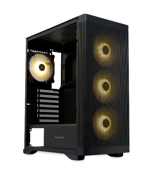 Компьютерный корпус HSPD M520, Mesh Mid Tower, черный, slide TG, 0.45 SPCC, 4x120мм ARGb ATX, mATX, mITX 160/330/184мм 2x2.5', -, 7xPCI 2xUSB-A 3.0, 1xUSB-A 1.0 390x200x449мм