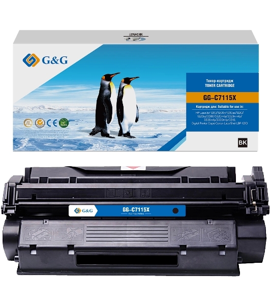 Картридж лазерный G&G GG-C7115X C7115X черный (3500 стр.) для HP LJ 1200/1200n/1200se/1220/1220se/3380/3320mfp/3320n mfp/3300mfp/3330mfp/3310