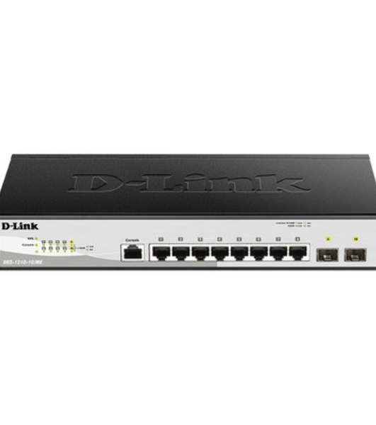 Коммутатор D-Link DGS-1210-10P/ME/B1A, 8×1 Гбит/с + 2×1 Гбит/с SFP, управляемый