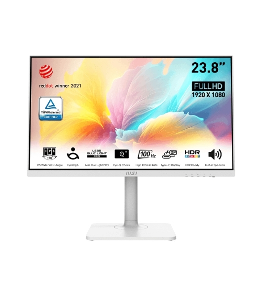 Монитор 23.8' MSI Modern MD2412PW IPS 1920x1080, 100 Гц, 4 мс, 16:9, 300 кд/м2, 1xHDMI, 1xUSB-C, 1x3.5 мм, белый
