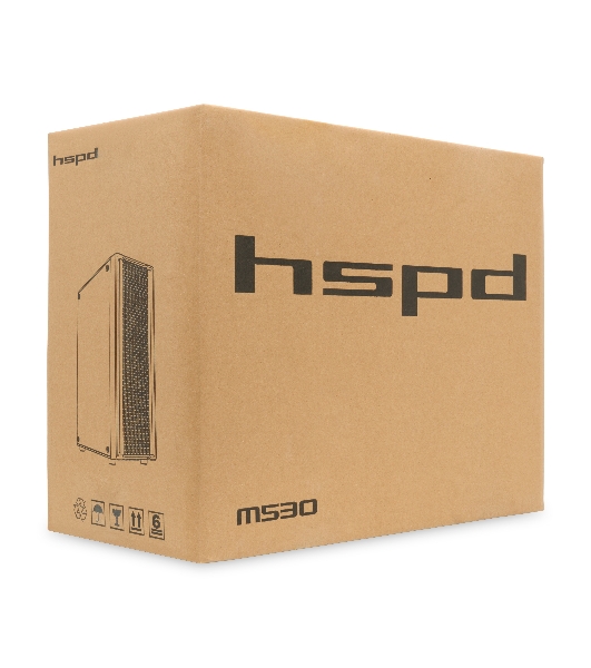 Компьютерный корпус без блока питания HSPD M530, Mesh Mid Tower, Black, TG, 0.4 SPCC, no fans ATX, mATX, mITX 155/290/200mm 2x2.5', 2x3.5', 7xPCI 1xUSB-A 3.0, 2xUSB-A 1.0 335x193x445mm