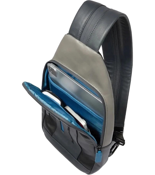 Рюкзак слинг мужской Piquadro Urban CA6540UB00/NGR, кожа, черный/серый