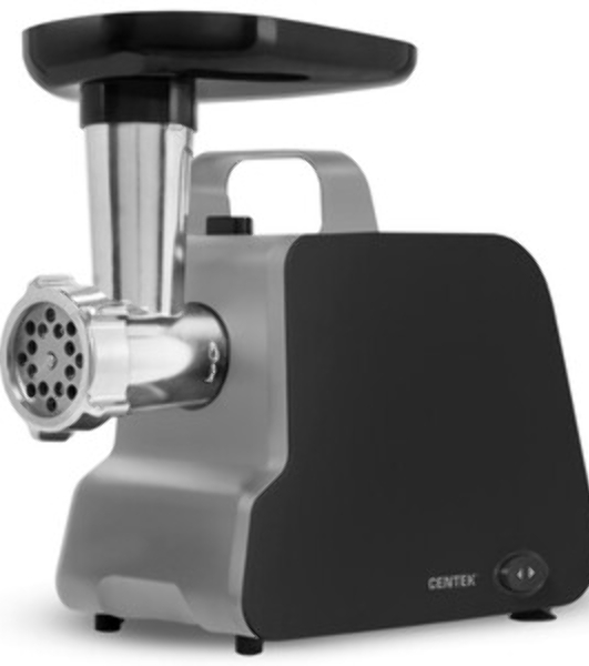 Мясорубка электрическая Centek CT-1603 черный, 2000 Вт, 2.0 кг/мин, реверс, защита от перегрузки, насадки - 4