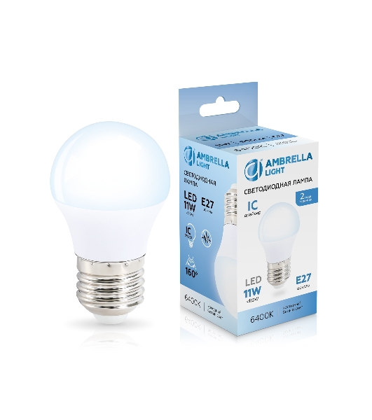 Лампа светодиодная	451106 LED G45 11W IC E27 6400K 175-265V