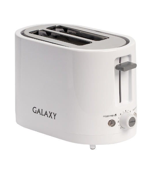 Тостер Galaxy Line GL 2908 белый, 800 Вт, 2 слота