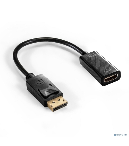 Кабель-переходник DisplayPort-HDMI ExeGate EX-DPM-HDMIF-0.2 (20M/19F, DP1.2 4K@60Hz, 0,2м)