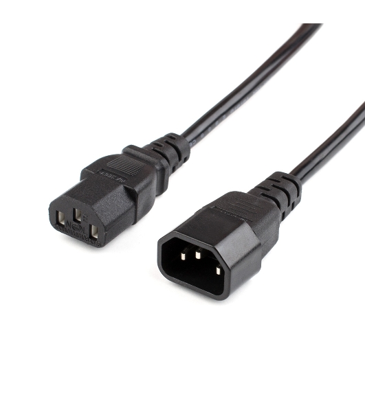 Кабель питания GoPower C14 (m)-C13 (f) 1.8м ПВХ удлинитель черный (1/10/100)