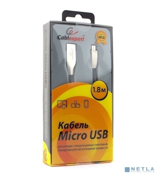 Кабель USB2.0 Cablexpert CC-G-mUSB01Bk-1.8M, AM/microB, серия Gold, длина 1.8м, черный, блистер