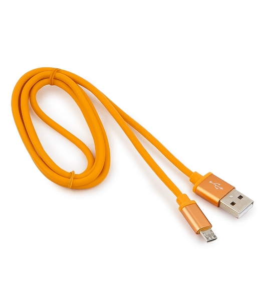 Кабель USB2.0 Cablexpert CC-S-mUSB01O-1M, AM/microB, серия Silver, длина 1м, оранжевый, блистер