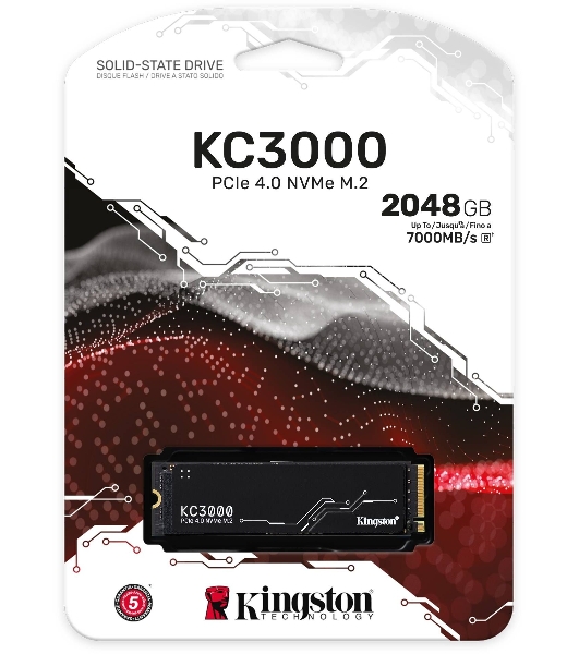 Накопитель SSD Kingston KC3000, 2Tb, PCIe 4.0 x4, M.2 2280, NVMe, R/W 7000/7000, с радиатором