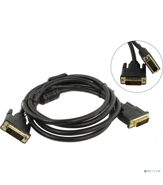 Кабель DVI-D--DVI-D Dual link 25M/25M, экран, феррит.кольца, 1.8м Telecom TCG441D-1.8M