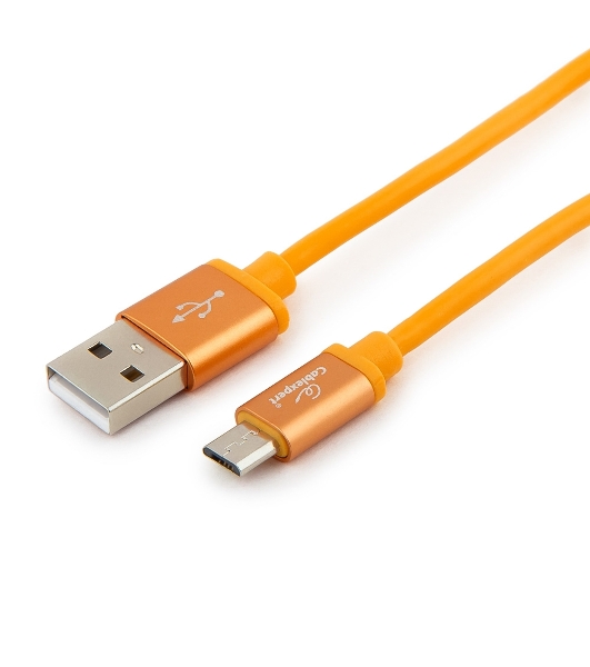 Кабель USB2.0 Cablexpert CC-S-mUSB01O-1M, AM/microB, серия Silver, длина 1м, оранжевый, блистер