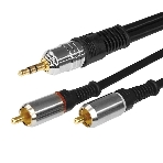Шнур Rexant Стерео 3,5 мм - 2 RCA 3 м (GOLD-металл), фото 1