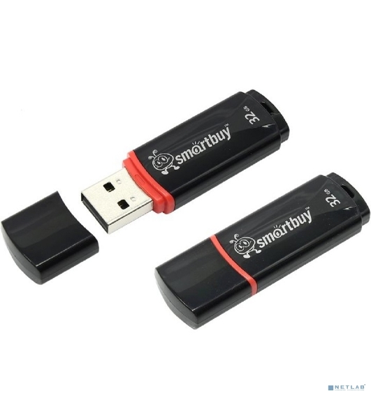 Флешка USB Smartbuy Crown black (SB32GbCRW-K), 32Gb, USB 2.0, R/W 15/5, черный/красный
