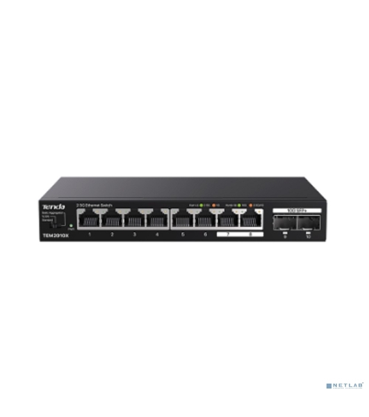 Коммутатор сетевой Tenda TEM2010X Настольное исполнение 8x10Base-T/100Base-TX/1000Base-T 2xSFP+ 12 Вт TEM2010X