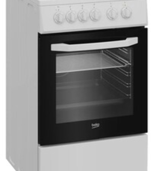 Плита электрическая Beko FFSS57001W белый, конфорок 4 шт, духовка 60 л, 50 см x 85 см x 60 см
