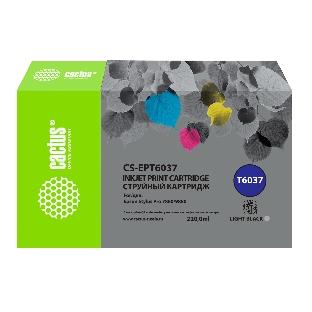 Картридж струйный Cactus CS-EPT6037 (T6037) серый пигментный (220 мл) для Epson Stylus PRO 7880/9880