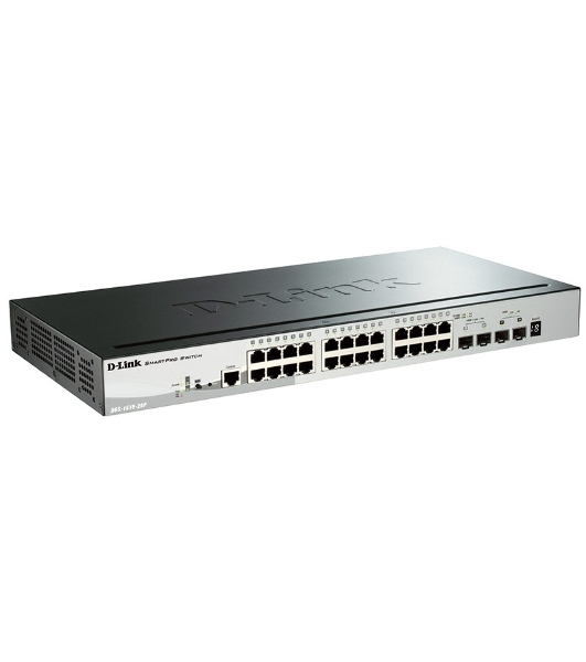 Коммутатор D-Link DGS-1510-28P/A1A, 24×1 Гбит/с + 2×1 Гбит/с SFP + 2×10 Гбит/с SFP+, управляемый