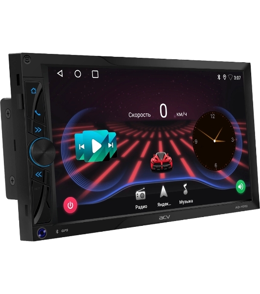 Автомагнитола ACV AD-7002, 2 DIN, 7', Android 11, Bluetooth, USB Type-A, AUX, GPS, CarPlay