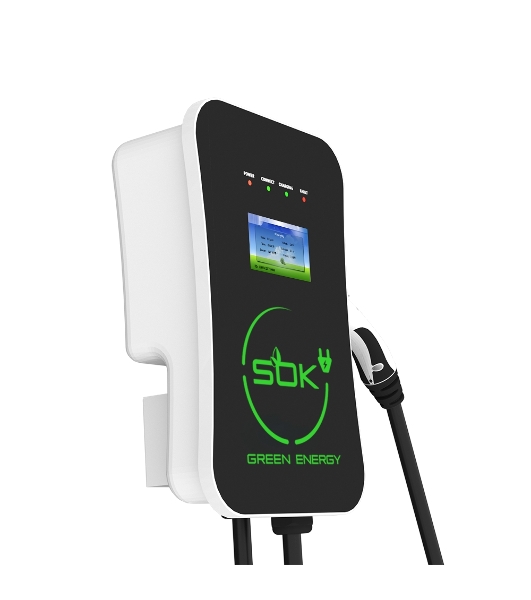 Зарядная станция S'OK Green Energy серии M3W Wallbox EV Charger SM3W10732542-7, 1-фаза, 7кВт (32А/220В), OCPP 1.6J, уровень защиты IP54, кабель 7.5м