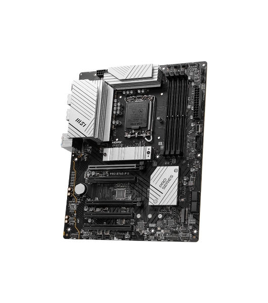 Материнская плата MSI PRO B760-P II, LGA 1700, Intel B760, 4xDDR5, 4xSATA, 2xM.2, 1xPCI-E 4.0 x16, 1xPCI-E 4.0 x4, 3xPCI-E 3.0 x1, 1xHDMI, 1xDP, 1xRJ45 2.5Gb, 1xUSB-C 3.2 Gen 2, 2xUSB-A 3.2 Gen 1, 2xUSB-A 2.0, 5x3.5мм, TOSLINK, 7.1, Standard-ATX