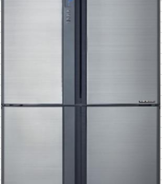 Холодильник Sharp SJ-EX93PSL нержавеющая сталь трехкамерный 345/211л морозилка снизу, No Frost, Side by Side