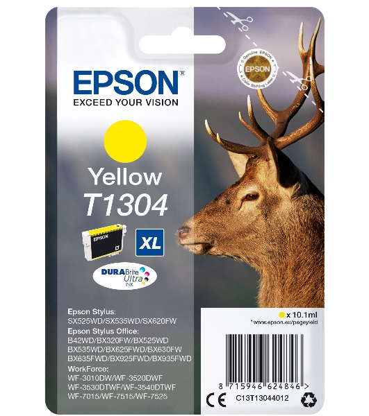 Картридж струйный Epson C13T13044012 желтый для Epson SX525WD/SX535WD/B42WD/BX320FW/BX625FWD/BX635FWD/WF-7015/7515/7525 (10.1мл)
