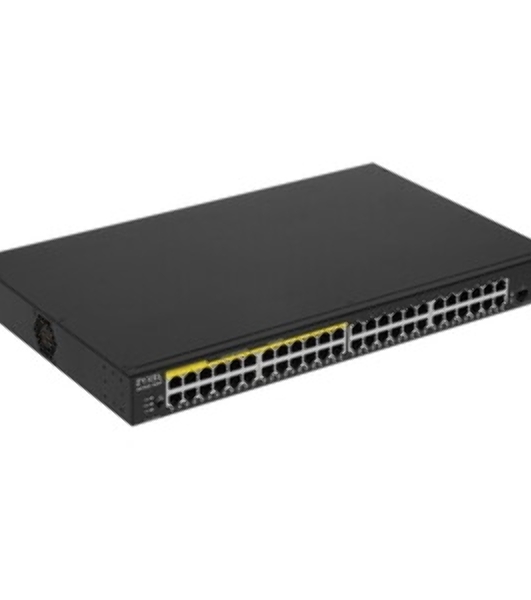 Kоммутатор Zyxel GS1900-48HPv2 Smart L2 PoE + switch, rack 19 ', 48xGE (24xPoE +), 2xSFP, PoE budget 170 W