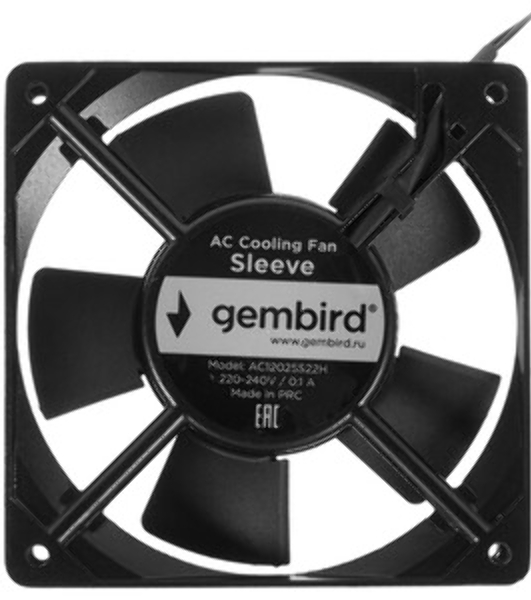 Вентилятор для корпуса Gembird черный, 120 мм, 2100 об/мин, 37.5 дБ, 2 pin