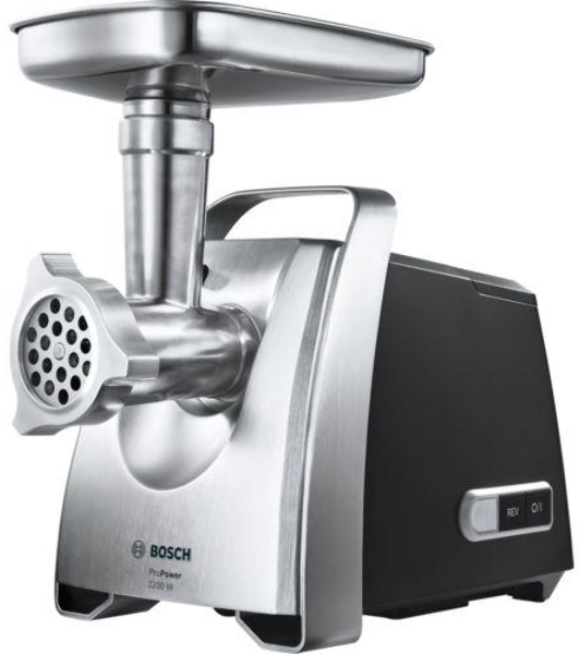 Мясорубка электрическая Bosch MFW68680 черный, 2200 Вт, 4.3 кг/мин, реверс, защита от перегрузки, насадки - 5