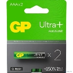 Алкалиновые батарейки c технологией G-tech GP Ultra Plus Alkaline 24А AАA - 2 шт. на блистере, фото 1