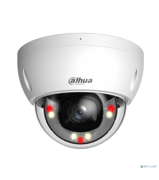 Уличная купольная IP-видеокамера Dahua DH-IPC-HDBW2849EP-S-IL-0280B SmartDualLight 8Мп, 1/2.7” CMOS, объектив 2.8мм, видеоаналитика, микрофон, ИК 30м, LED 30м, P67, IK10, металл