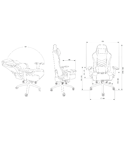 Кресло Cactus CS-CHR-0112BL-M черный, экокожа, 120 кг, подголовник, регулируемые подлокотники, механизм качания