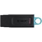 Флешка USB Kingston DataTraveler Exodia (DTX/64GB), 64Gb, USB 3.2 Gen 1, R/W 200/60, черный/бирюзовый, фото 1