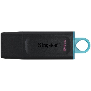 Флешка USB Kingston DataTraveler Exodia (DTX/64GB), 64Gb, USB 3.2 Gen 1, R/W 200/60, черный/бирюзовый