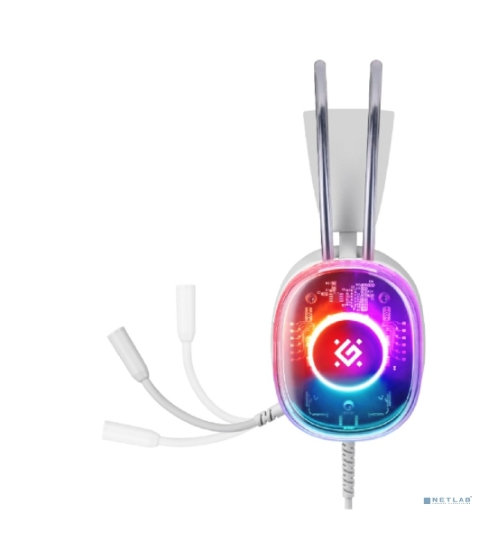 Гарнитура Defender Cyborg белый, проводная, USB, подсветка