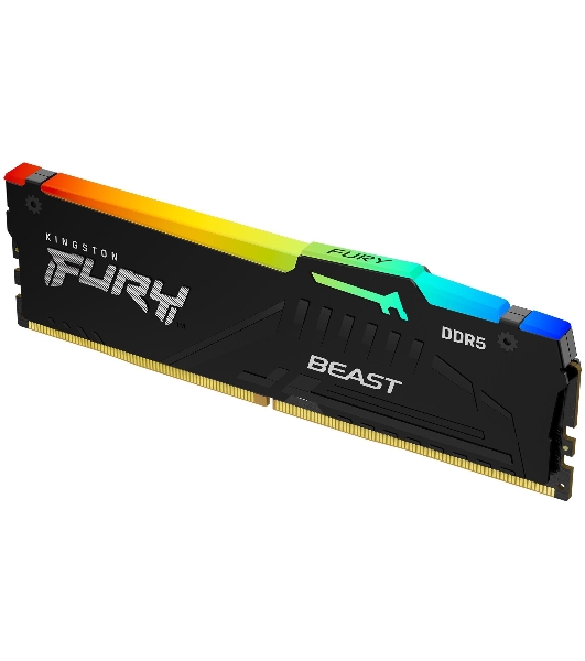 Оперативная память Kingston Fury Beast, DDR5, 8GB (1x8GB), 5600MHz, CL40, DIMM, с радиатором, RGB, черный