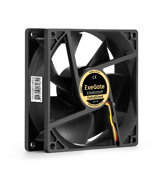 Вентилятор 12В DC ExeGate ExtraSilent ES09225S3P (92x92x25 мм, Sleeve bearing (подшипник скольжения), 3pin, 2000RPM, 25dBA)