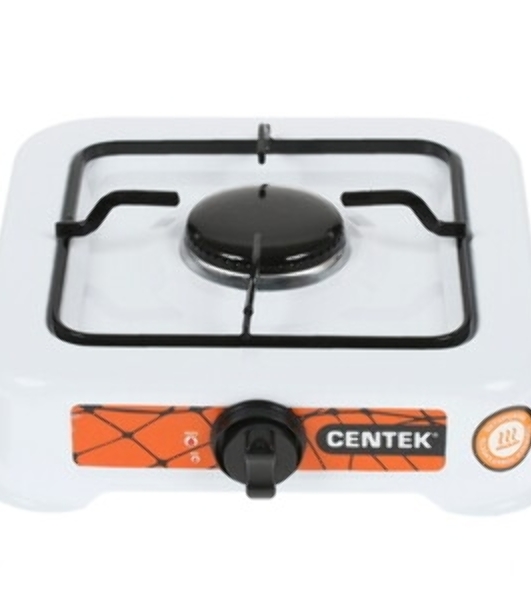 Плита настольная газовая Centek CT-1520 белый, 1.7 кВт, газ, конфорки - 1, эмаль, поворотные переключатели